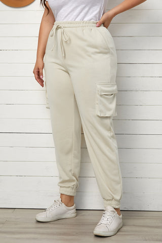 Shop Plus Size Elastic Waist Joggers with Pockets Now On Klozey Store - U.S. Fashion And Be Up-To-Fashion!