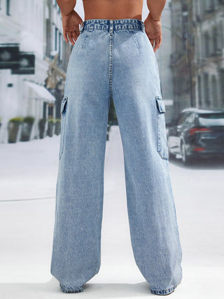 Shop Pocketed Long Jeans Now On Klozey Store - U.S. Fashion And Be Up-To-Fashion!