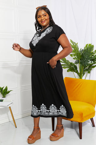 Shop Heimish Walk In The Park Full Size Damask Midi Dress Now On Klozey Store - U.S. Fashion And Be Up-To-Fashion!