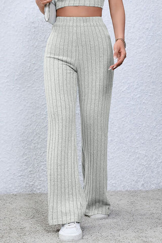 Shop Basic Bae Full Size Ribbed High Waist Flare Pants Now On Klozey Store - Trendy U.S. Premium Women Apparel & Accessories And Be Up-To-Fashion!