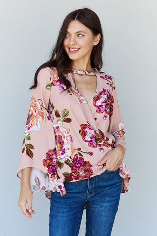Shop ODDI Full Size Floral Bell Sleeve Crepe Top Now On Klozey Store - Trendy U.S. Premium Women Apparel & Accessories And Be Up-To-Fashion!
