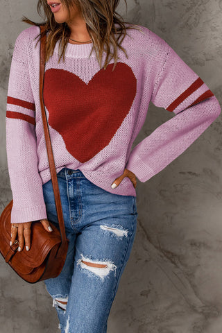 Shop Heart Graphic Round Neck Sweater Now On Klozey Store - U.S. Fashion And Be Up-To-Fashion!