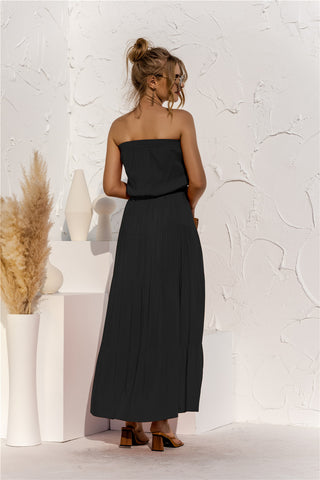 Shop Strapless Tie Waist Tiered Maxi Dress Now On Klozey Store - Trendy U.S. Premium Women Apparel & Accessories And Be Up-To-Fashion!