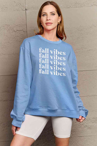 Shop Simply Love Full Size FALL VIBES Graphic Sweatshirt Now On Klozey Store - Trendy U.S. Premium Women Apparel & Accessories And Be Up-To-Fashion!