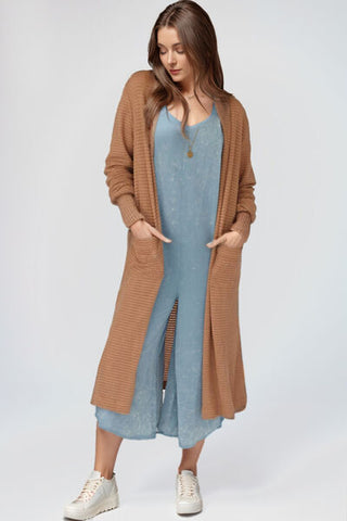 Shop Open Front Long Sleeve Longline Slit Cardigan Now On Klozey Store - Trendy U.S. Premium Women Apparel & Accessories And Be Up-To-Fashion!