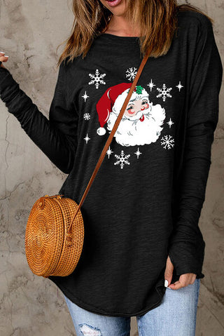 Shop Santa Graphic Round Neck Long Sleeve T-Shirt Now On Klozey Store - Trendy U.S. Premium Women Apparel & Accessories And Be Up-To-Fashion!