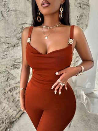 Shop Cowl Neck Sleeveless Jumpsuit Now On Klozey Store - Trendy U.S. Premium Women Apparel & Accessories And Be Up-To-Fashion!