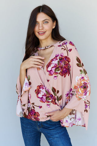 Shop ODDI Full Size Floral Bell Sleeve Crepe Top Now On Klozey Store - Trendy U.S. Premium Women Apparel & Accessories And Be Up-To-Fashion!