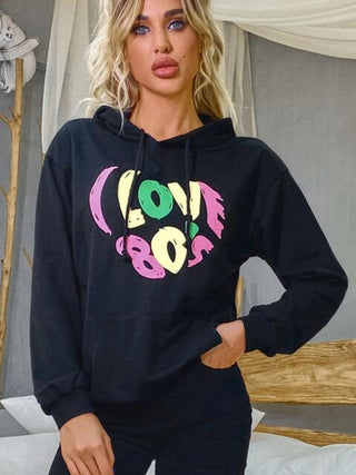 Shop Graphic Drawstring Long Sleeve Hoodie Now On Klozey Store - U.S. Fashion And Be Up-To-Fashion!