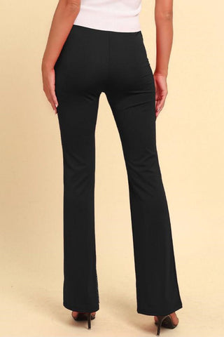 Shop Spliced Mesh Bootcut Pants Now On Klozey Store - Trendy U.S. Premium Women Apparel & Accessories And Be Up-To-Fashion!
