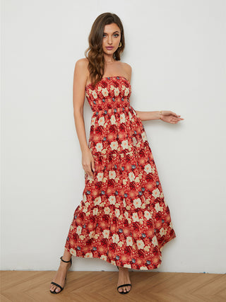 Shop Floral Strapless Low-Back Dress Now On Klozey Store - Trendy U.S. Premium Women Apparel & Accessories And Be Up-To-Fashion!