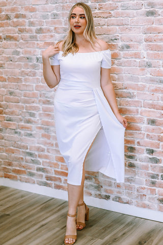Shop Off-Shoulder Short Sleeve Split Dress Now On Klozey Store - Trendy U.S. Premium Women Apparel & Accessories And Be Up-To-Fashion!