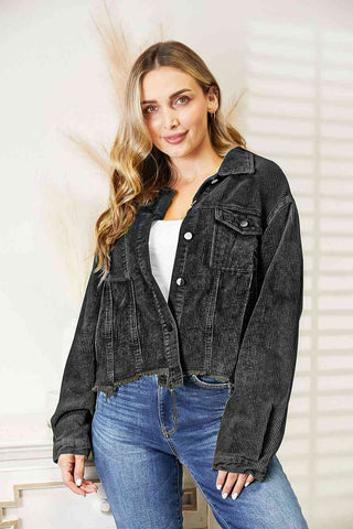 Shop Raw Hem Button Down Jacket Now On Klozey Store - Trendy U.S. Premium Women Apparel & Accessories And Be Up-To-Fashion!