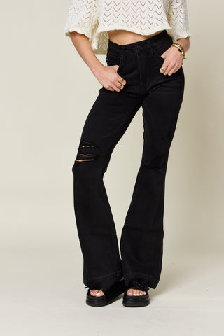 Shop Judy Blue Full Size High Waist Distressed Flare Jeans Now On Klozey Store - Trendy U.S. Premium Women Apparel & Accessories And Be Up-To-Fashion!