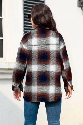 Shop Plaid Button Up Collared Neck Jacket Now On Klozey Store - Trendy U.S. Premium Women Apparel & Accessories And Be Up-To-Fashion!