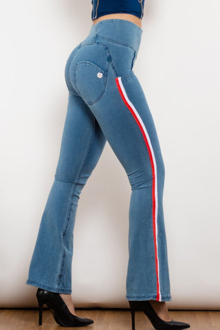 Shop Side Stripe Zip Closure Bootcut Jeans Now On Klozey Store - U.S. Fashion And Be Up-To-Fashion!