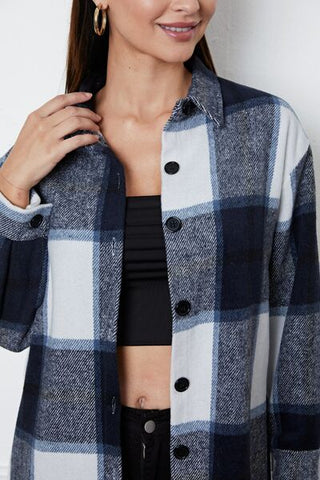 Shop Plaid Button Up Collared Neck Outerwear Now On Klozey Store - Trendy U.S. Premium Women Apparel & Accessories And Be Up-To-Fashion!