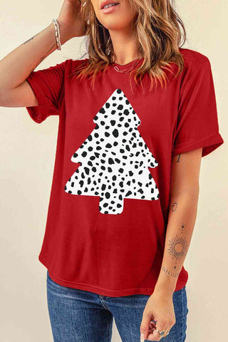 Shop Christmas Tree Graphic Short Sleeve T-Shirt Now On Klozey Store - Trendy U.S. Premium Women Apparel & Accessories And Be Up-To-Fashion!