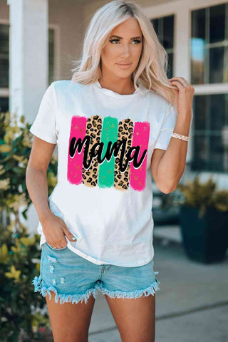 Shop MAMA Graphic Round Neck T-Shirt Now On Klozey Store - Trendy U.S. Premium Women Apparel & Accessories And Be Up-To-Fashion!