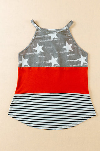 Shop Star and Stripe Color Block Curved Hem Tank Now On Klozey Store - Trendy U.S. Premium Women Apparel & Accessories And Be Up-To-Fashion!