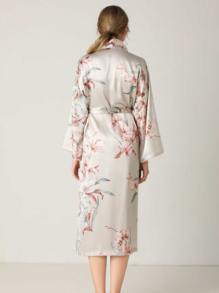 Shop Floral Tie Waist Long Sleeve Robe Now On Klozey Store - Trendy U.S. Premium Women Apparel & Accessories And Be Up-To-Fashion!