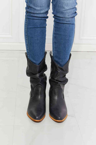 Shop MMShoes Better in Texas Scrunch Cowboy Boots in Navy Now On Klozey Store - Trendy U.S. Premium Women Apparel & Accessories And Be Up-To-Fashion!