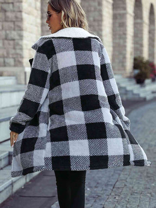 Shop Plaid Open Front Coat with Pockets Now On Klozey Store - Trendy U.S. Premium Women Apparel & Accessories And Be Up-To-Fashion!