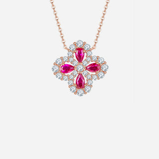 Shop Lab-Grown Ruby 925 Sterling Silver Flower Shape Necklace Now On Klozey Store - Trendy U.S. Premium Women Apparel & Accessories And Be Up-To-Fashion!