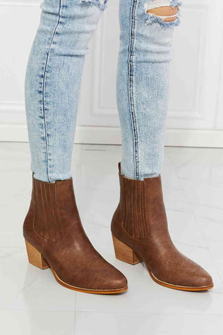 Shop MMShoes Love the Journey Stacked Heel Chelsea Boot in Chestnut Now On Klozey Store - Trendy U.S. Premium Women Apparel & Accessories And Be Up-To-Fashion!