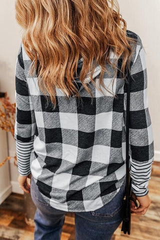 Shop Plaid Drawstring Long Sleeve Hoodie Now On Klozey Store - Trendy U.S. Premium Women Apparel & Accessories And Be Up-To-Fashion!
