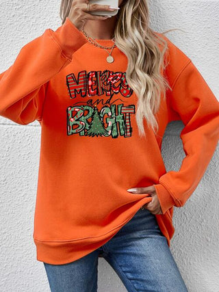 Shop MERRY AND BRIGHT Long Sleeve Sweatshirt Now On Klozey Store - Trendy U.S. Premium Women Apparel & Accessories And Be Up-To-Fashion!