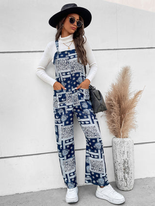 Shop Printed Straight Leg Jumpsuit with Pockets Now On Klozey Store - Trnedy U.S. Premium Women Apparel & Accessories And Be Up-To-Fashion!