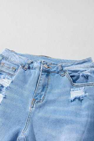 Shop Distressed Raw Hem Jeans with Pockets Now On Klozey Store - Trendy U.S. Premium Women Apparel & Accessories And Be Up-To-Fashion!