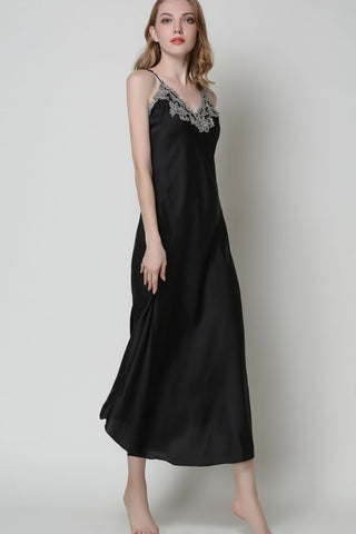 Shop Full Size Lace Trim V-Neck Spaghetti Strap Satin Night Dress Now On Klozey Store - Trnedy U.S. Premium Women Apparel & Accessories And Be Up-To-Fashion!