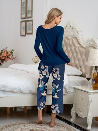 Shop Round Neck Top and Printed Pants Lounge Set Now On Klozey Store - U.S. Fashion And Be Up-To-Fashion!