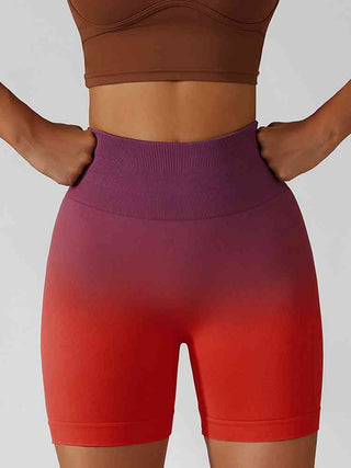 Shop Gradient Wide Waistband Slim Fit Sports Shorts Now On Klozey Store - Trendy U.S. Premium Women Apparel & Accessories And Be Up-To-Fashion!
