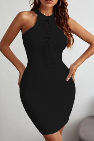 Shop Lace-Up Sleeveless Pencil Dress Now On Klozey Store - Trendy U.S. Premium Women Apparel & Accessories And Be Up-To-Fashion!