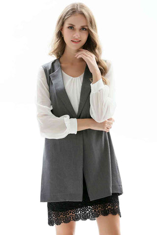 Shop One-Button Sleeveless Longline Blazer Now On Klozey Store - Trendy U.S. Premium Women Apparel & Accessories And Be Up-To-Fashion!
