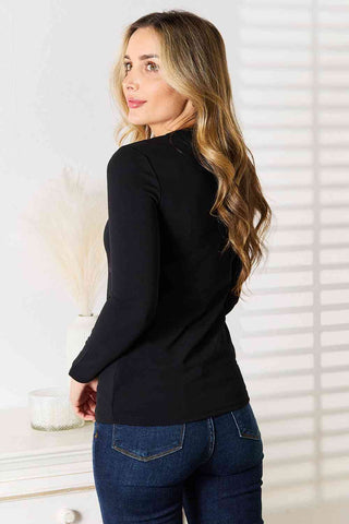 Shop Basic Bae Asymmetrical Neck Long Sleeve Top Now On Klozey Store - Trendy U.S. Premium Women Apparel & Accessories And Be Up-To-Fashion!