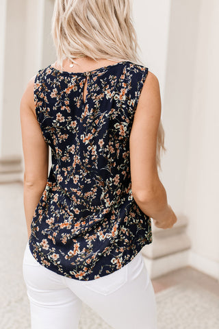 Shop Floral Print Cutout Round Neck Tank Top Now On Klozey Store - Trendy U.S. Premium Women Apparel & Accessories And Be Up-To-Fashion!