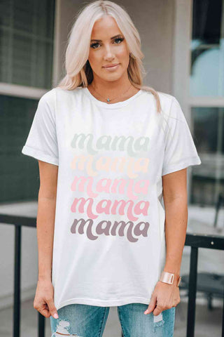 Shop MAMA Graphic Contrast Tee Shirt Now On Klozey Store - Trendy U.S. Premium Women Apparel & Accessories And Be Up-To-Fashion!