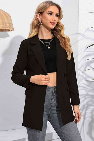 Shop Lapel Neck Long Sleeve Blazer with Pockets Now On Klozey Store - Trendy U.S. Premium Women Apparel & Accessories And Be Up-To-Fashion!
