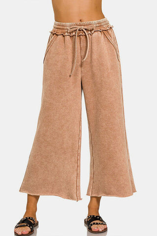 Shop Zenana Acid Wash Fleece Wide Leg Pants Now On Klozey Store - Trendy U.S. Premium Women Apparel & Accessories And Be Up-To-Fashion!