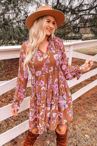 Shop Floral Flounce Sleeve Tiered Dress Now On Klozey Store - Trendy U.S. Premium Women Apparel & Accessories And Be Up-To-Fashion!