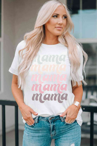 Shop MAMA Graphic Contrast Tee Shirt Now On Klozey Store - Trendy U.S. Premium Women Apparel & Accessories And Be Up-To-Fashion!
