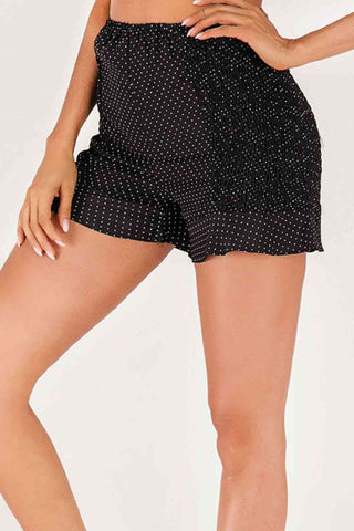 Shop Polka Dot Smocked Ruffle Hem Shorts Now On Klozey Store - Trendy U.S. Premium Women Apparel & Accessories And Be Up-To-Fashion!