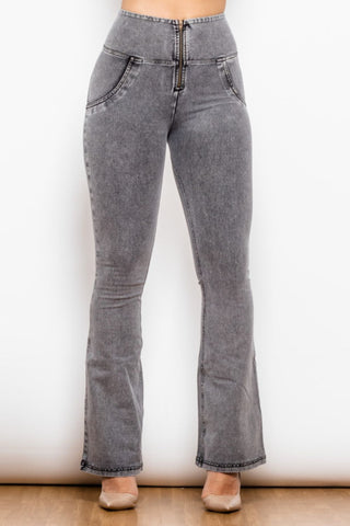 Shop Zip Detail Flare Long Jeans Now On Klozey Store - Trendy U.S. Premium Women Apparel & Accessories And Be Up-To-Fashion!