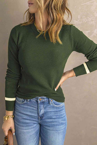 Shop Round Neck Long Sleeve Knit Top Now On Klozey Store - Trendy U.S. Premium Women Apparel & Accessories And Be Up-To-Fashion!