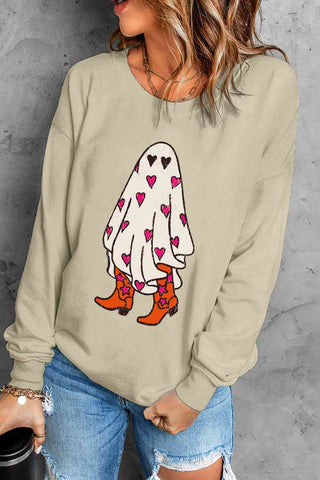 Shop Ghost Graphic Dropped Shoulder Sweatshirt Now On Klozey Store - Trendy U.S. Premium Women Apparel & Accessories And Be Up-To-Fashion!