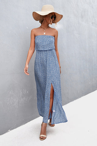 Shop Strapless Split Maxi Dress Now On Klozey Store - Trendy U.S. Premium Women Apparel & Accessories And Be Up-To-Fashion!